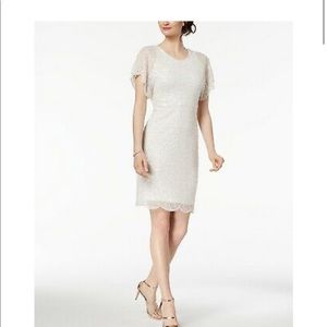 Adrianna Papell Beaded Flutter Sleeve Dress